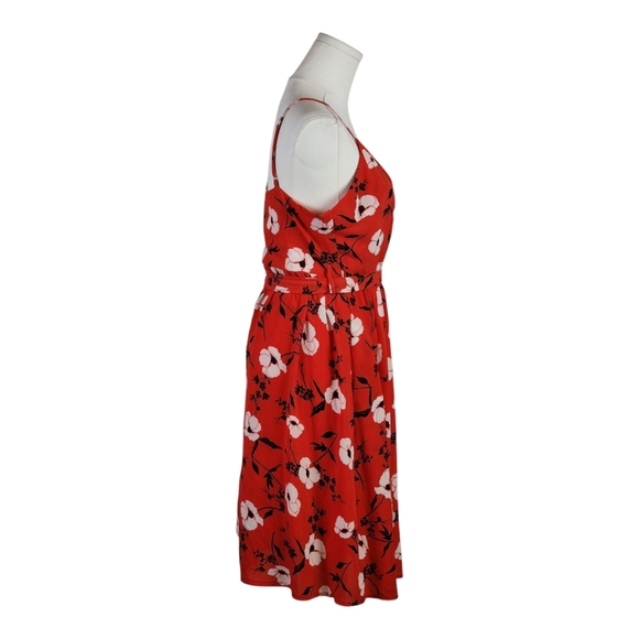 Gilli Vibrant Red Casual Floral Midi Dress Lightweight Flowy Size Medium - Picture 6 of 10